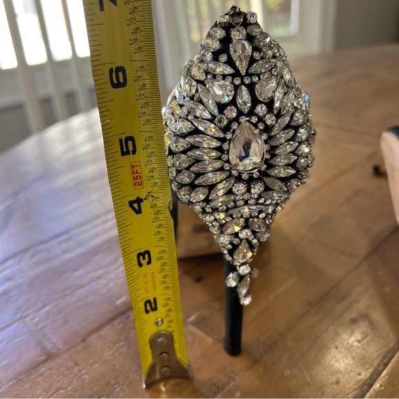 badgley mischka gorgeous black heels womens 8 crystal formal wedding shoes - Picture 12 of 13